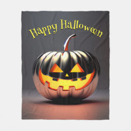光沢のあるカボチャのハロウィーン フリースブランケット