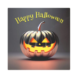 光沢のあるカボチャのハロウィーン メタルプリント