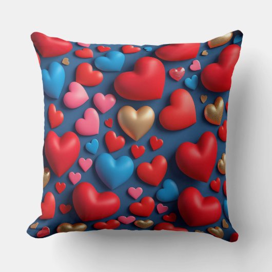 💖 光沢のあるカラフルハートのインテリア装飾アクセント 💖 クッション (正面)