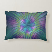光沢のあるカラフルファンタジー花抽象芸術フラクタル芸術 アクセントクッション (裏面)