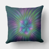 光沢のあるカラフルファンタジー花抽象芸術フラクタル芸術 クッション (裏面)