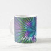 光沢のあるカラフルファンタジー花抽象芸術フラクタル芸術 コーヒーマグカップ (正面左)