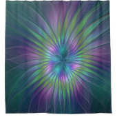 光沢のあるカラフルファンタジー花抽象芸術フラクタル芸術 シャワーカーテン (正面)