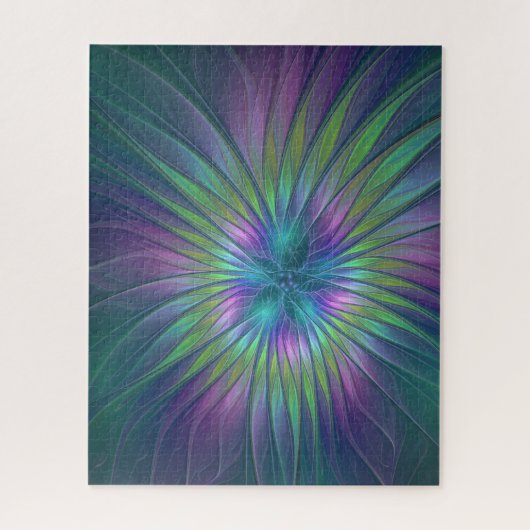 光沢のあるカラフルファンタジー花抽象芸術フラクタル芸術 ジグソーパズル (縦)