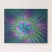 光沢のあるカラフルファンタジー花抽象芸術フラクタル芸術 ジグソーパズル (横)