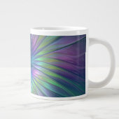 光沢のあるカラフルファンタジー花抽象芸術フラクタル芸術 ジャンボコーヒーマグカップ (右)