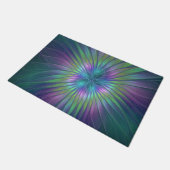 光沢のあるカラフルファンタジー花抽象芸術フラクタル芸術 ドアマット (アングル)