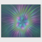 光沢のあるカラフルファンタジー花抽象芸術フラクタル芸術 ラッピングペーパー (フラット)