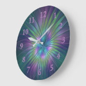 光沢のあるカラフルファンタジー花抽象芸術フラクタル芸術 ラージ壁時計 (傾斜)