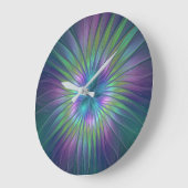 光沢のあるカラフルファンタジー花抽象芸術フラクタル芸術 ラージ壁時計 (傾斜)