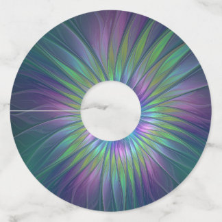 光沢のあるカラフルファンタジー花抽象芸術フラクタル芸術 ワイングラスタグ