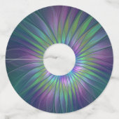 光沢のあるカラフルファンタジー花抽象芸術フラクタル芸術 ワイングラスタグ (裏面)