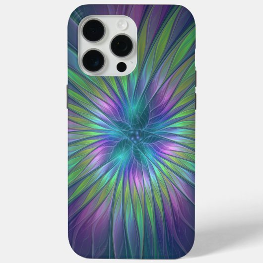 光沢のあるカラフルファンタジー花抽象芸術フラクタル芸術 Case-Mate iPhoneケース (裏面)