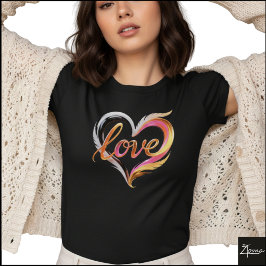 光沢のあるカリグラフィーロースワール抽象芸術 Tシャツ