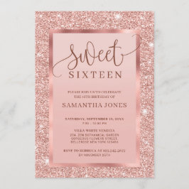 光沢のあるガラスバラ金ゴールドグリッターsweet sixteen 招待状
