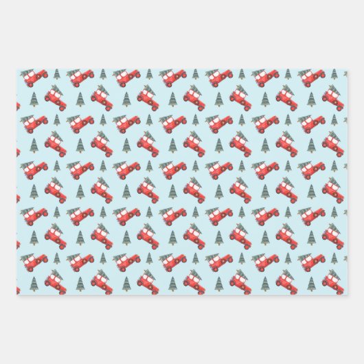 光沢のあるキッズおもしろいクリスマスカー ラッピングペーパーシート (正面3)