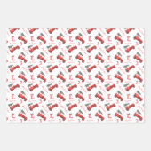 光沢のあるキッズおもしろいクリスマスカー ラッピングペーパーシート (正面)