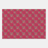 光沢のあるキッズおもしろいクリスマスピックパターン ラッピングペーパーシート (正面3)