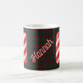 光沢のあるキャンディケーンストライプのクリスマスレターH コーヒーマグカップ (中央)