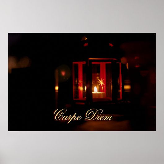 光沢のあるキャンドルライトを使用したパーソナル化可能なカルペディエム ポスター (正面)