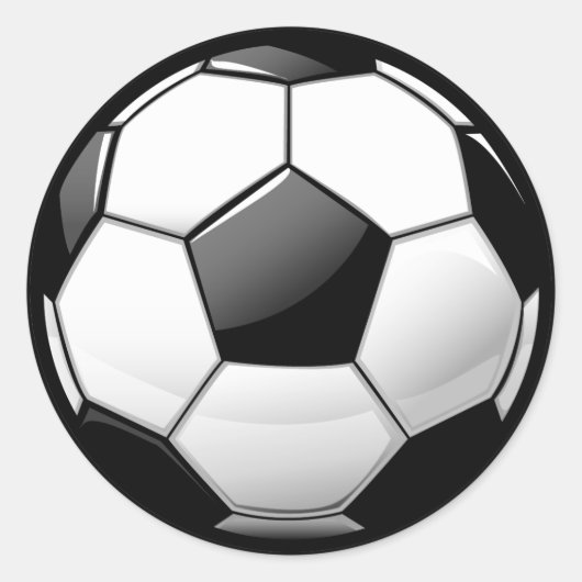光沢のあるクラシックサッカーボール ラウンドシール (正面)