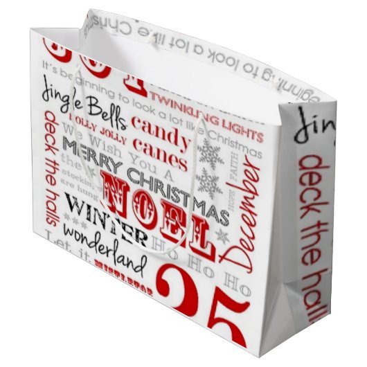 光沢のあるクリスマスの喜びの大きいギフトバッグ- ラージペーパーバッグ (裏面アングル)