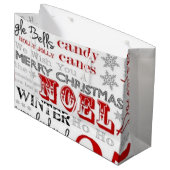 光沢のあるクリスマスの喜びの大きいギフトバッグ- ラージペーパーバッグ (正面アングル)
