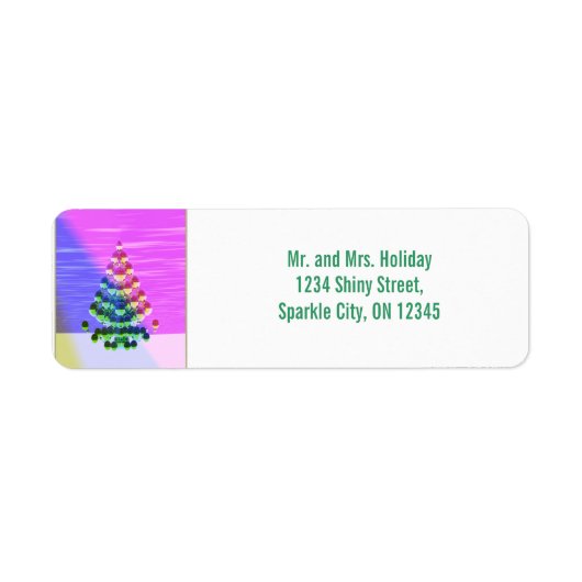 光沢のあるクリスマスツリー ラベル (正面)