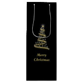 光沢のあるクリスマスツリー ワインギフトバッグ (正面)