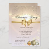 光沢のあるクリスマスボール、企業のクリスマスパーティー 招待状 (正面/裏面)