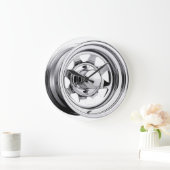 光沢のあるクロムホイール ラージ壁時計 (ホーム)