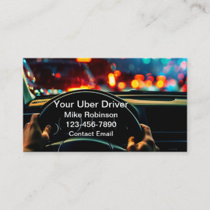 光沢のあるクールなUberカーサービスドライバーのビジネスカード 名刺