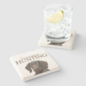 光沢のあるグリズリーの真の狩り ストーンコースター (横)