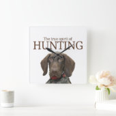 光沢のあるグリズリー真の狩り スクエア壁時計 (ホーム)