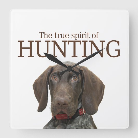 光沢のあるグリズリー真の狩り スクエア壁時計 (正面)