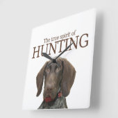 光沢のあるグリズリー真の狩り スクエア壁時計 (傾斜)