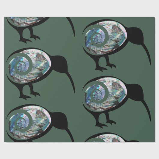 光沢のあるグリーンブルーポーアキウィバードコーニュージーランド ラッピングペーパー (シーム)