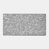 光沢のあるグレーと白のグリッター デスクマット (正面)