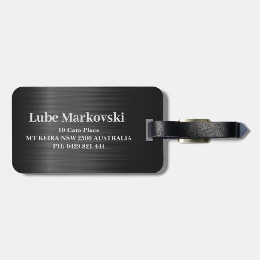 光沢のあるグレーカーボンファイバーテクスチャラゲッジタグ4 ラゲッジタグ (裏面横)