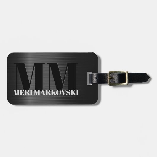 光沢のあるグレーカーボンファイバーテクスチャラゲッジタグ5 ラゲッジタグ (正面横)