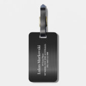 光沢のあるグレーカーボンファイバーテクスチャラゲージタグ2 ラゲッジタグ (裏面縦)