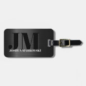 光沢のあるグレーカーボンファイバーテクスチャラゲージタグ ラゲッジタグ (正面横)