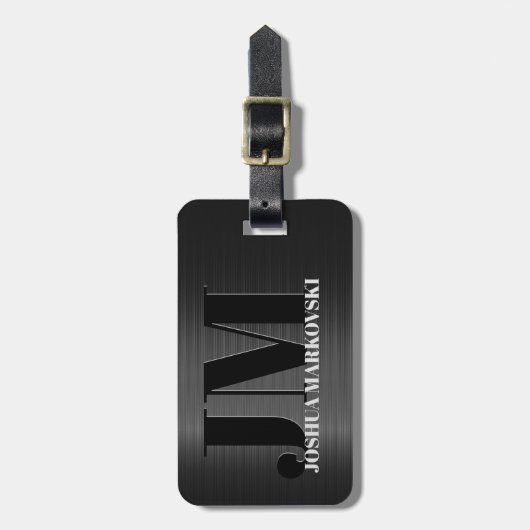 光沢のあるグレーカーボンファイバーテクスチャラゲージタグ ラゲッジタグ (正面縦)