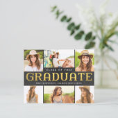 光沢のあるコラージュの卒業発表はがき ポストカード (スタンド正面)