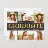 光沢のあるコラージュの卒業発表はがき ポストカード (正面/裏面)
