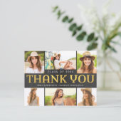 光沢のあるコラージュモダン卒業式ありがとうはがき ポストカード (スタンド正面)