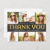光沢のあるコラージュモダン卒業式ありがとうはがき ポストカード (正面/裏面)