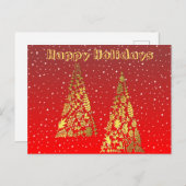 光沢のあるゴールデンクリスマスツリーズホリデーポストカード ポストカード (正面/裏面)