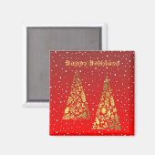 光沢のあるゴールデンクリスマスツリーズホリデーマグネット マグネット (正面/裏面)