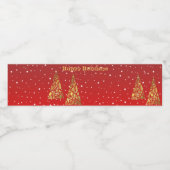 光沢のあるゴールデンクリスマスツリーズホリデー ペットボトルラベル (シングルラベル)